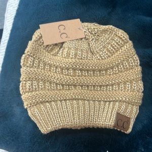 NWT metallic gold beanie